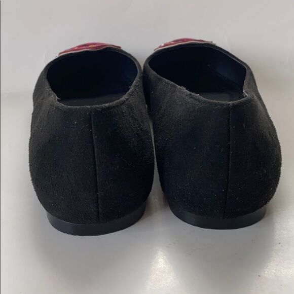 NWOB Asos Pointed Toe Black Suede Donut Flats Sz 4 - Picture 6 of 8